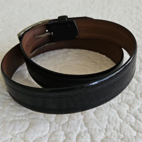 BOSCA Men's Black Leather Dress Belt Sz 36 - Picture 3 of 13